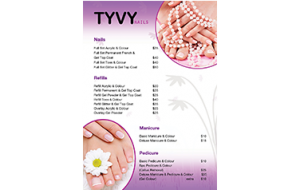 New TYVY nails price list