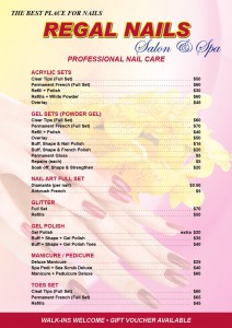 Regal Nails Salon and Spa Price List