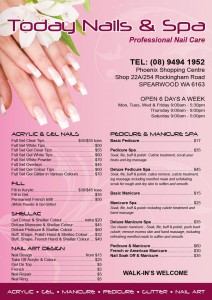 Today Nail and Spa Price List