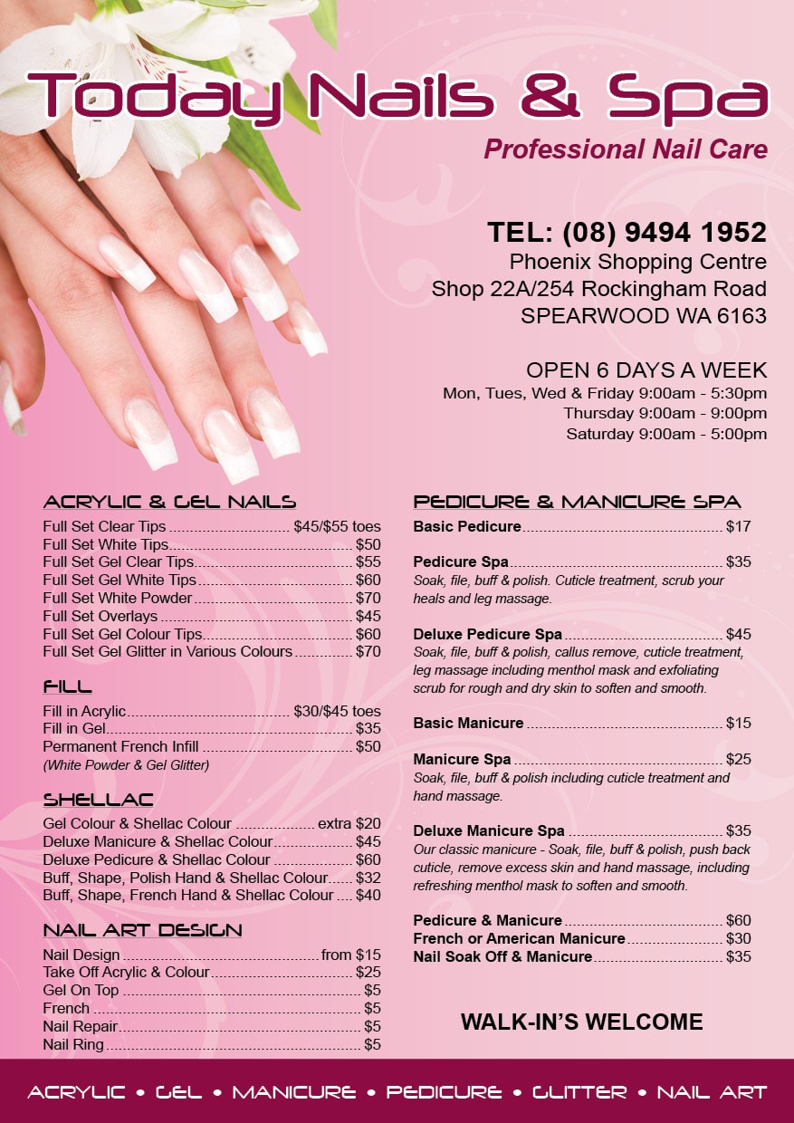 Nails Salon Price List - How do you Price a Switches?